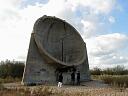 Sound mirror at Lydd showing microphone   © Kent County Council
