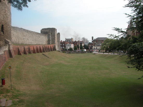 Rochester Castle moat and curtain wall   © kent county council